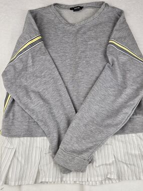 Maeve Anthropologie Twofer Gray Stripe Layered Top Size Small